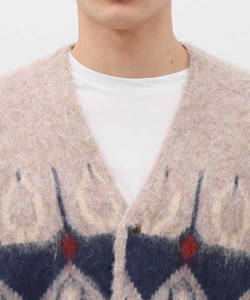 B.C STOCK（ベーセーストック）の「《追加》ジャガード柄モヘヤMIX カーディガン2（カーディガン/ボレロ・メンズ・ベージュ/グリーン/ブルー系その他・LARGE/MEDIUM）」の8枚目の写真