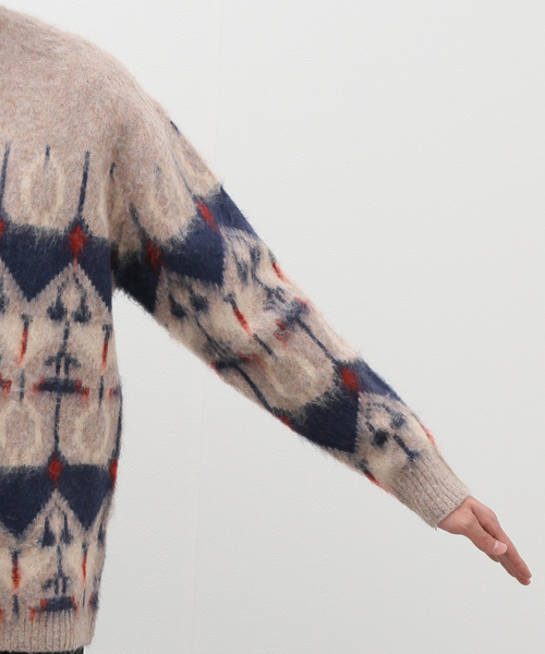 B.C STOCK（ベーセーストック）の「《追加》ジャガード柄モヘヤMIX カーディガン2（カーディガン/ボレロ・メンズ・ベージュ/グリーン/ブルー系その他・LARGE/MEDIUM）」の10枚目の写真