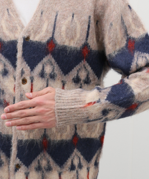 B.C STOCK（ベーセーストック）の「《追加》ジャガード柄モヘヤMIX カーディガン2（カーディガン/ボレロ・メンズ・ベージュ/グリーン/ブルー系その他・LARGE/MEDIUM）」の11枚目の写真