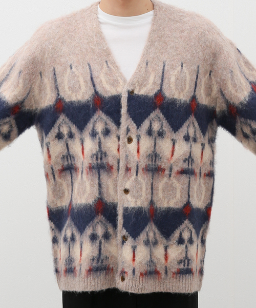 B.C STOCK（ベーセーストック）の「《追加》ジャガード柄モヘヤMIX カーディガン2（カーディガン/ボレロ・メンズ・ベージュ/グリーン/ブルー系その他・LARGE/MEDIUM）」の14枚目の写真