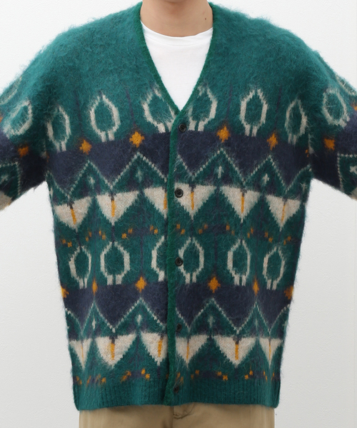 B.C STOCK（ベーセーストック）の「《追加》ジャガード柄モヘヤMIX カーディガン2（カーディガン/ボレロ・メンズ・ベージュ/グリーン/ブルー系その他・LARGE/MEDIUM）」の16枚目の写真
