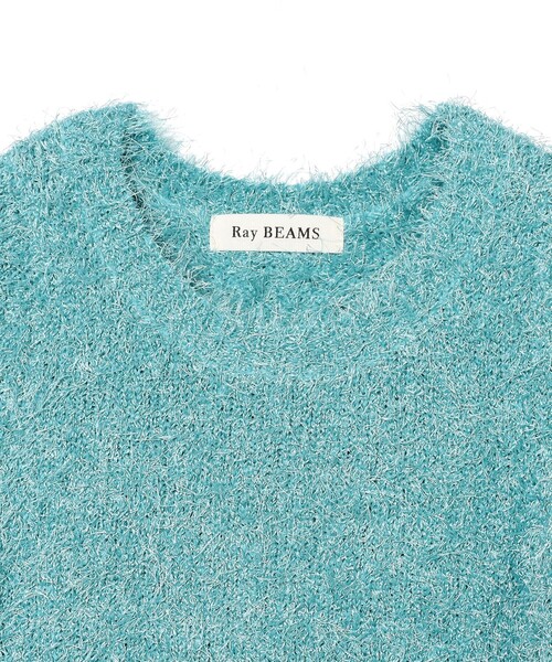Ray BEAMS(レイビームス)の「フェザーヤーン ハーフスリーブ クルーネック ニット(ニット/セーター・レディース・オフホワイト/ライトブルー・ONE SIZE)」の19枚目の写真