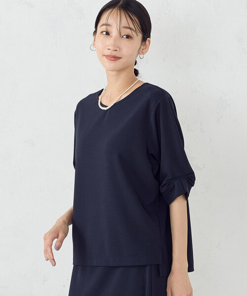 COMME CA ISM(コムサイズム)の「デザインスリーブ カットソー / セットアップ対応(Tシャツ/カットソー・レディース・ネイビー/ブラック・MEDIUM/LARGE)」の2枚目の写真