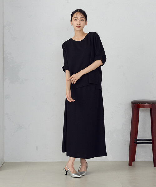 COMME CA ISM(コムサイズム)の「デザインスリーブ カットソー / セットアップ対応(Tシャツ/カットソー・レディース・ネイビー/ブラック・MEDIUM/LARGE)」の3枚目の写真