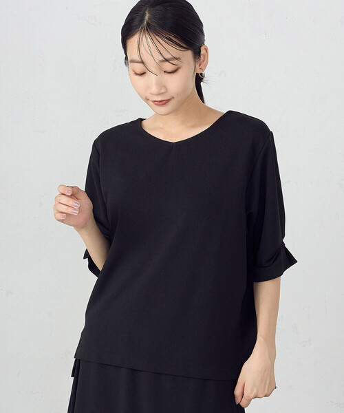 COMME CA ISM(コムサイズム)の「デザインスリーブ カットソー / セットアップ対応(Tシャツ/カットソー・レディース・ネイビー/ブラック・MEDIUM/LARGE)」の6枚目の写真