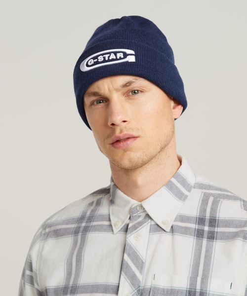 売り切れました☆G-star raw / ニットキャップ/ビーニー/ネイビー系 セール】ORIGINALS ARTWORK LONG BEANIE/ブランドロゴニット帽