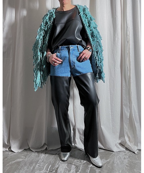 PROVOKE （プロヴォーク）の「DENIM×FAKELEATHER PANTS（その他パンツ・レディース・ブラック/ベージュ・FREE）」の2枚目の写真