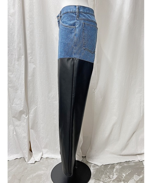 PROVOKE （プロヴォーク）の「DENIM×FAKELEATHER PANTS（その他パンツ・レディース・ブラック/ベージュ・FREE）」の4枚目の写真
