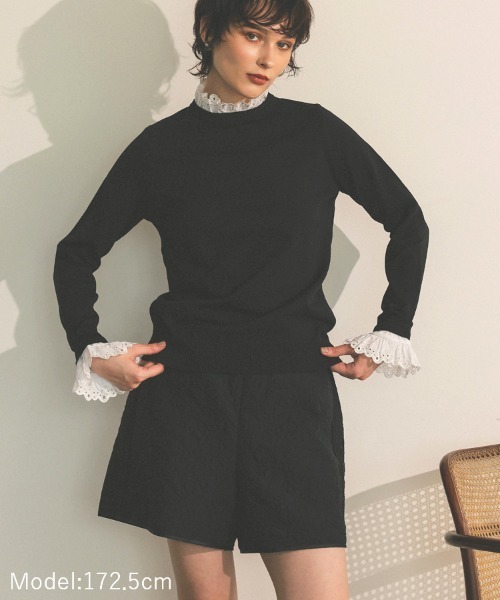 DONOBAN(ドノバン)の「フラワーキルティングショートパンツ(その他パンツ・レディース・ブラック/ホワイト・ONE)」の4枚目の写真
