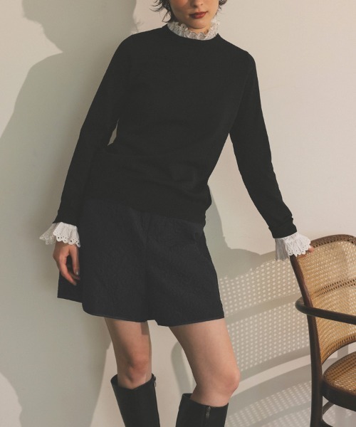 DONOBAN(ドノバン)の「フラワーキルティングショートパンツ(その他パンツ・レディース・ブラック/ホワイト・ONE)」の5枚目の写真