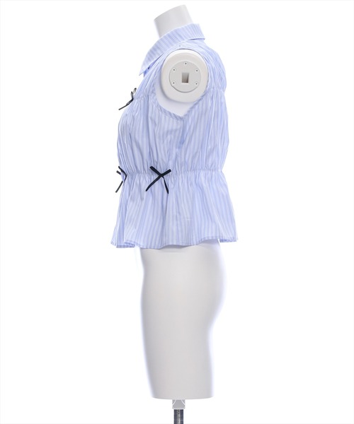 clear（クリア）の「リボン付キノースリーブブラウス（シャツ/ブラウス・レディース・サックスブルー/ホワイト系その他2/ホワイト系その他・F）」の9枚目の写真