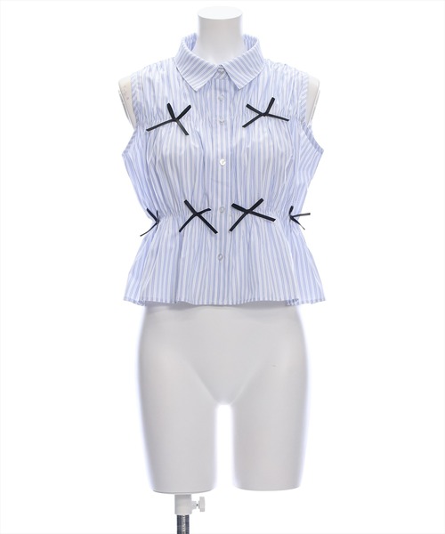 clear（クリア）の「リボン付キノースリーブブラウス（シャツ/ブラウス・レディース・サックスブルー/ホワイト系その他2/ホワイト系その他・F）」の15枚目の写真