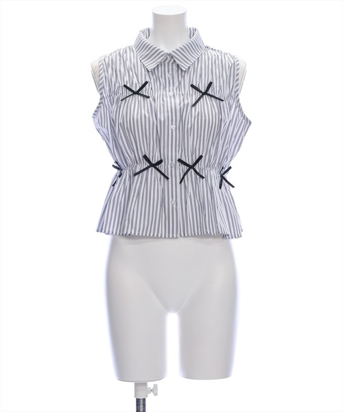 clear（クリア）の「リボン付キノースリーブブラウス（シャツ/ブラウス・レディース・サックスブルー/ホワイト系その他2/ホワイト系その他・F）」の16枚目の写真