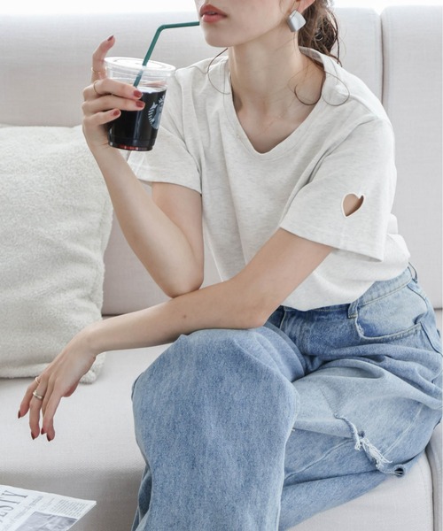 SUGAR BISKET（シュガービスケット）の「ハートカットTシャツ（Tシャツ/カットソー・レディース・オートミール/ホワイト/ブラック・フリー）」の22枚目の写真