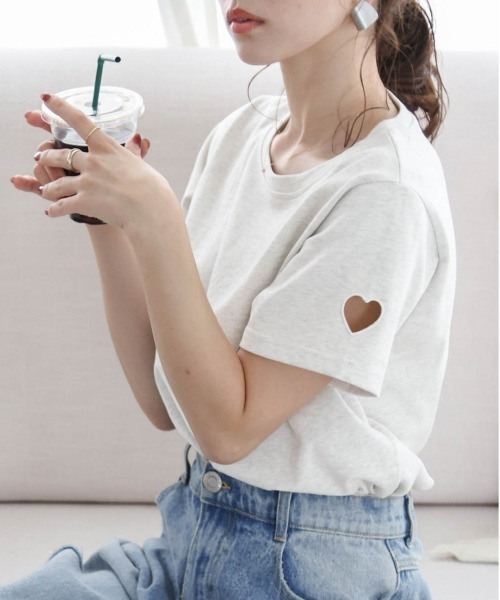 SUGAR BISKET（シュガービスケット）の「ハートカットTシャツ（Tシャツ/カットソー・レディース・オートミール/ホワイト/ブラック・フリー）」の19枚目の写真