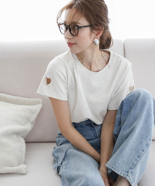 SUGAR BISKET（シュガービスケット）の「ハートカットTシャツ（Tシャツ/カットソー・レディース・オートミール/ホワイト/ブラック・フリー）」の18枚目の写真