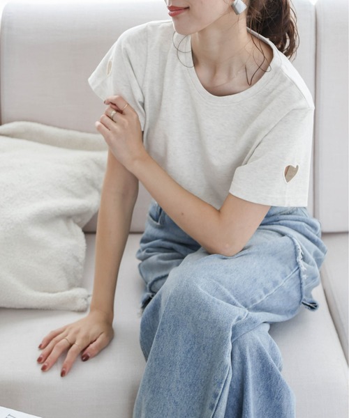 SUGAR BISKET（シュガービスケット）の「ハートカットTシャツ（Tシャツ/カットソー・レディース・オートミール/ホワイト/ブラック・フリー）」の17枚目の写真