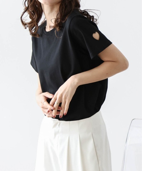 SUGAR BISKET（シュガービスケット）の「ハートカットTシャツ（Tシャツ/カットソー・レディース・オートミール/ホワイト/ブラック・フリー）」の12枚目の写真