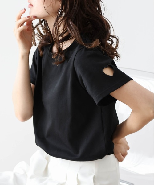 SUGAR BISKET（シュガービスケット）の「ハートカットTシャツ（Tシャツ/カットソー・レディース・オートミール/ホワイト/ブラック・フリー）」の10枚目の写真