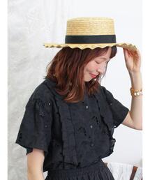Samansa Mos2 | カットワーク刺繍フリルブラウス(シャツ/ブラウス)