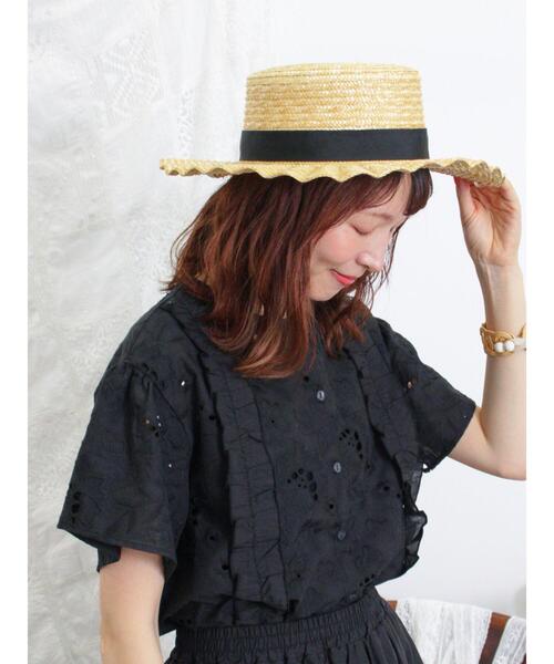 Samansa Mos2（サマンサ モスモス）の「カットワーク刺繍フリルブラウス（シャツ/ブラウス・レディース・ブラック/オフホワイト/グリーン・F）」の4枚目の写真