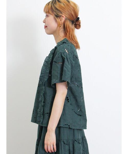 Samansa Mos2（サマンサ モスモス）の「カットワーク刺繍フリルブラウス（シャツ/ブラウス・レディース・ブラック/オフホワイト/グリーン・F）」の20枚目の写真