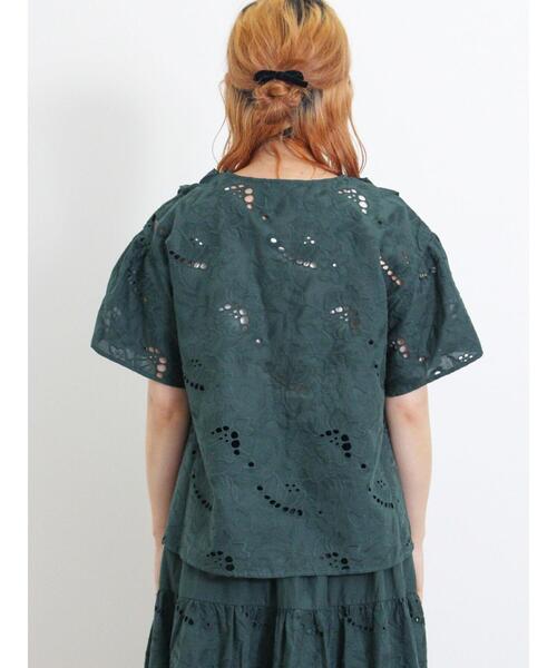 Samansa Mos2（サマンサ モスモス）の「カットワーク刺繍フリルブラウス（シャツ/ブラウス・レディース・ブラック/オフホワイト/グリーン・F）」の19枚目の写真