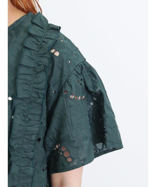 Samansa Mos2（サマンサ モスモス）の「カットワーク刺繍フリルブラウス（シャツ/ブラウス・レディース・ブラック/オフホワイト/グリーン・F）」の17枚目の写真