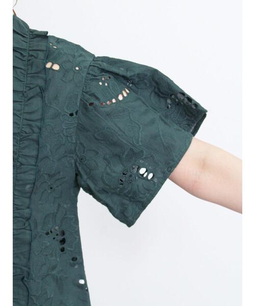 Samansa Mos2（サマンサ モスモス）の「カットワーク刺繍フリルブラウス（シャツ/ブラウス・レディース・ブラック/オフホワイト/グリーン・F）」の16枚目の写真