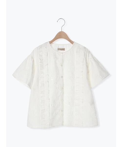 Samansa Mos2（サマンサ モスモス）の「カットワーク刺繍フリルブラウス（シャツ/ブラウス・レディース・ブラック/オフホワイト/グリーン・F）」の13枚目の写真