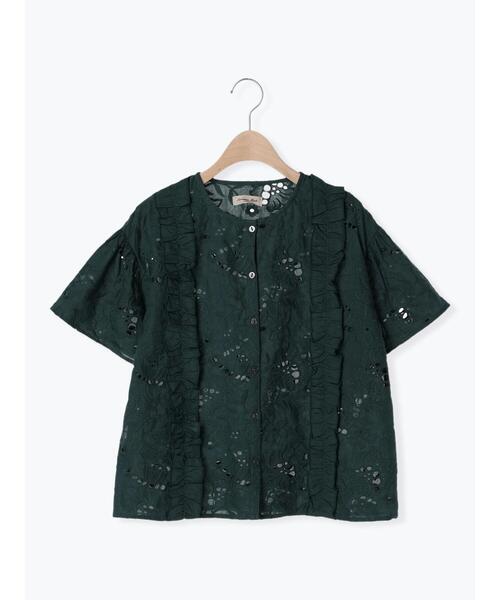 Samansa Mos2（サマンサ モスモス）の「カットワーク刺繍フリルブラウス（シャツ/ブラウス・レディース・ブラック/オフホワイト/グリーン・F）」の12枚目の写真