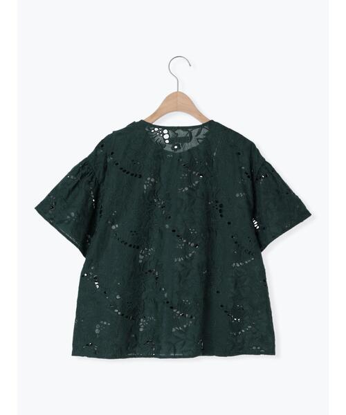 Samansa Mos2（サマンサ モスモス）の「カットワーク刺繍フリルブラウス（シャツ/ブラウス・レディース・ブラック/オフホワイト/グリーン・F）」の10枚目の写真
