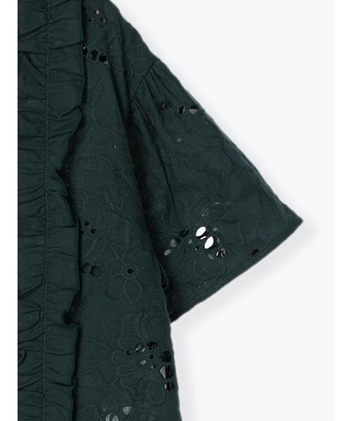 Samansa Mos2（サマンサ モスモス）の「カットワーク刺繍フリルブラウス（シャツ/ブラウス・レディース・ブラック/オフホワイト/グリーン・F）」の8枚目の写真