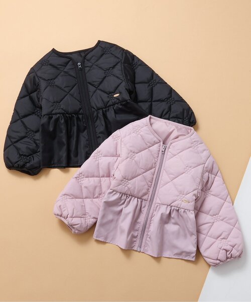apres les cours（アプレレクール）の「ペプラムキルトアウター_マシンウォッシャブル（ブルゾン・キッズ・ピンク/ブラック・80/90/100/110/120/130/140）」の14枚目の写真