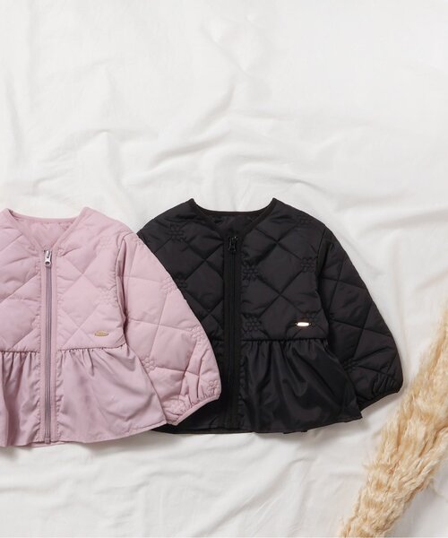 apres les cours（アプレレクール）の「ペプラムキルトアウター_マシンウォッシャブル（ブルゾン・キッズ・ピンク/ブラック・80/90/100/110/120/130/140）」の13枚目の写真