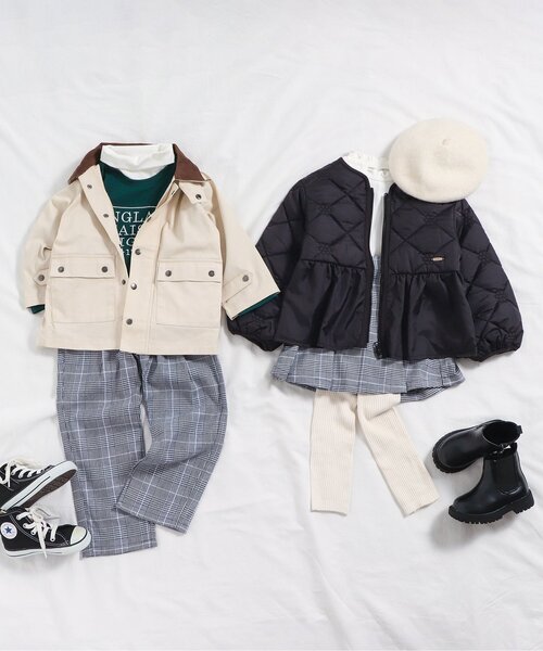 apres les cours（アプレレクール）の「ペプラムキルトアウター_マシンウォッシャブル（ブルゾン・キッズ・ピンク/ブラック・80/90/100/110/120/130/140）」の10枚目の写真