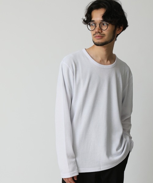 セール】選べる襟首 ワッフルサーマル クルーネック＆ヘンリーネック