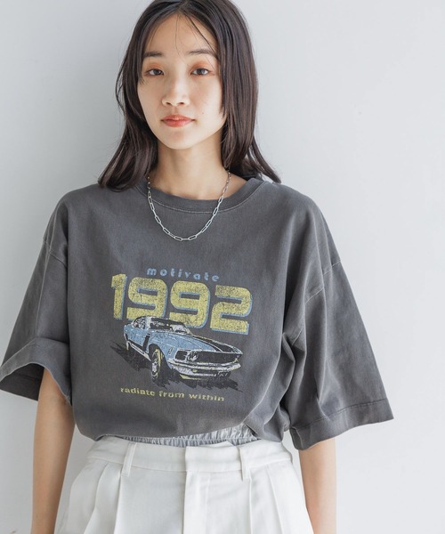LOWRYS FARM（ローリーズファーム）の「ビンテージバンＴＳＳ 143213（Tシャツ/カットソー・レディース・アイボリー/グレー系その他/グレー/チャコールグレー・FREE）」の5枚目の写真