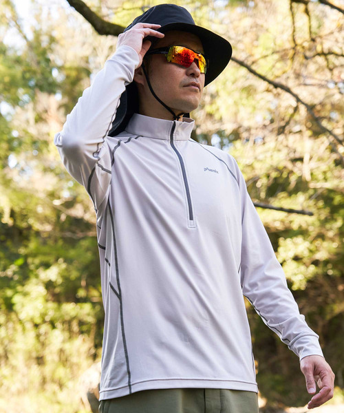 phenix OUTDOOR(フェニックスアウトドア)ハーフジップ長袖Tシャツ/メンズTシャツ/速乾/ストレッチ/快適/抗菌/防臭/ティーシャツ/インナー(Tシャツ/カットソー)|phenix outdoor(フェニックスアウトドア)