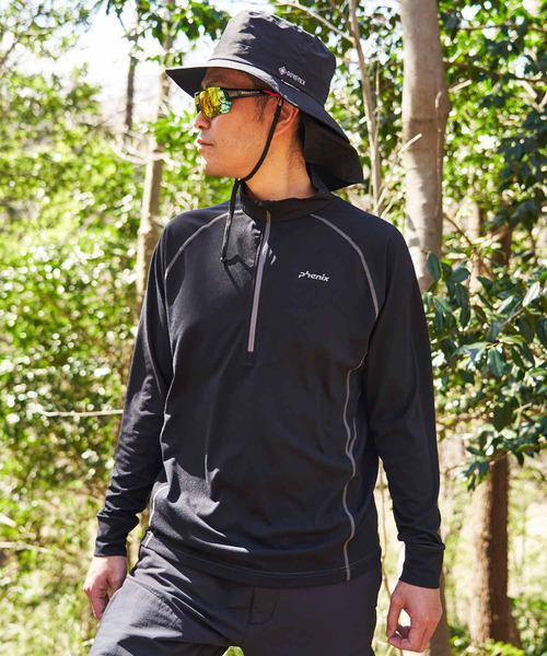 phenix OUTDOOR(フェニックスアウトドア)ハーフジップ長袖Tシャツ/メンズTシャツ/速乾/ストレッチ/快適/抗菌/防臭/ティーシャツ/インナー（Tシャツ/カットソー）｜phenix outdoor（フェニックスアウトドア）