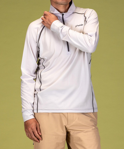 phenix OUTDOOR(フェニックスアウトドア)ハーフジップ長袖Tシャツ/メンズTシャツ/速乾/ストレッチ/快適/抗菌/防臭/ティーシャツ/インナー（Tシャツ/カットソー）｜phenix outdoor（フェニックスアウトドア）