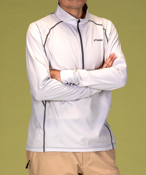 phenix OUTDOOR(フェニックスアウトドア)ハーフジップ長袖Tシャツ/メンズTシャツ/速乾/ストレッチ/快適/抗菌/防臭/ティーシャツ/インナー（Tシャツ/カットソー）｜phenix outdoor（フェニックスアウトドア）