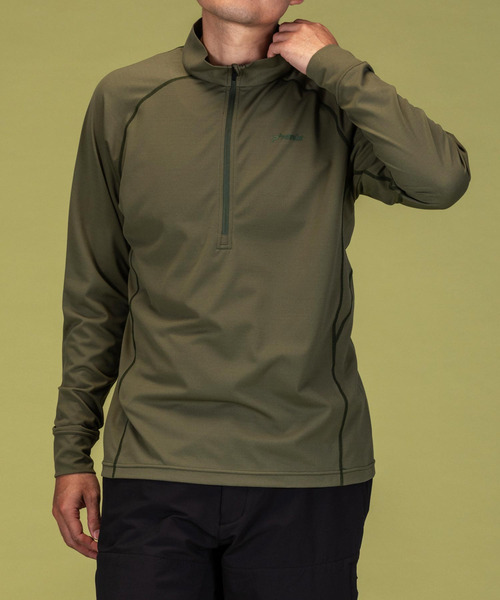 phenix OUTDOOR(フェニックスアウトドア)ハーフジップ長袖Tシャツ/メンズTシャツ/速乾/ストレッチ/快適/抗菌/防臭/ティーシャツ/インナー（Tシャツ/カットソー）｜phenix outdoor（フェニックスアウトドア）