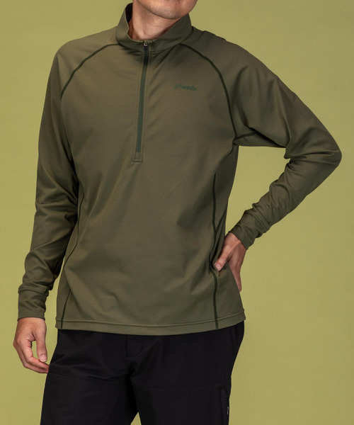 phenix OUTDOOR(フェニックスアウトドア)ハーフジップ長袖Tシャツ/メンズTシャツ/速乾/ストレッチ/快適/抗菌/防臭/ティーシャツ/インナー（Tシャツ/カットソー）｜phenix outdoor（フェニックスアウトドア）