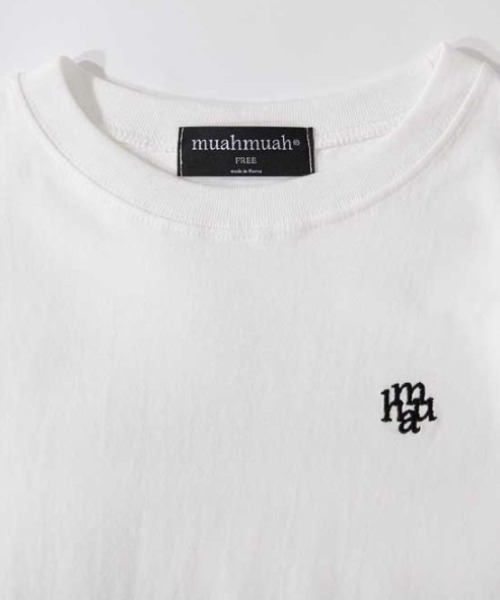 muahmuah（ムーアムーア）の「A'GEM/9 × .kom 『muah muah/ムーアムーア』 STITCH LOGO BASIC LONG SLEEVE T-SHIRT/スリムフィットベーシックロングシャツ（Tシャツ/カットソー・レディース・ホワイト/ブラック/カーキ・FREE）」の16枚目の写真