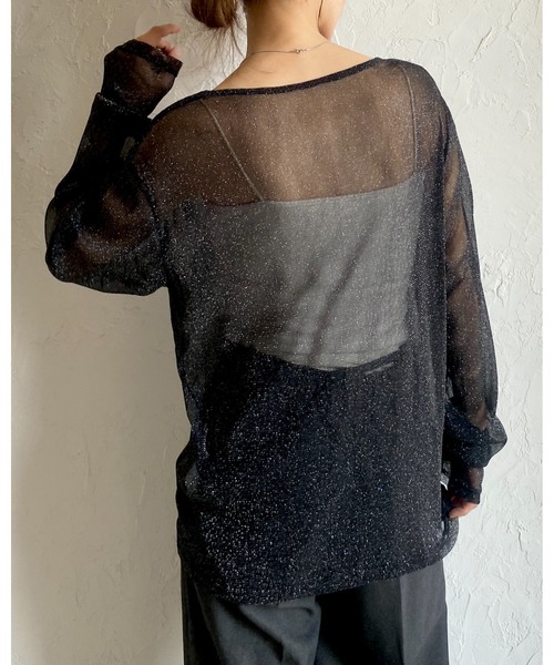 She's Closet(シーズクローゼット)の「ラメシアートップス(Tシャツ/カットソー・レディース・ベージュ/ブラック・FREE)」の6枚目の写真