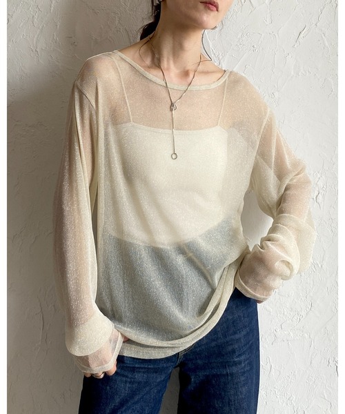 She's Closet(シーズクローゼット)の「ラメシアートップス(Tシャツ/カットソー・レディース・ベージュ/ブラック・FREE)」の9枚目の写真