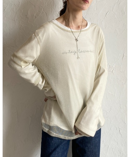 She's Closet(シーズクローゼット)の「ラメシアートップス(Tシャツ/カットソー・レディース・ベージュ/ブラック・FREE)」の11枚目の写真