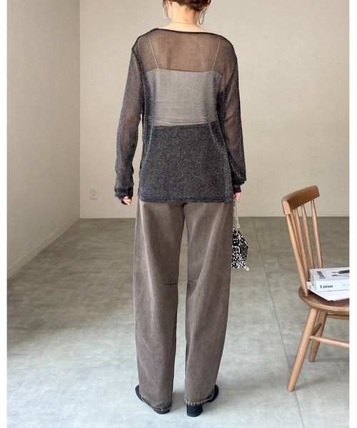 She's Closet(シーズクローゼット)の「ラメシアートップス(Tシャツ/カットソー・レディース・ベージュ/ブラック・FREE)」の15枚目の写真