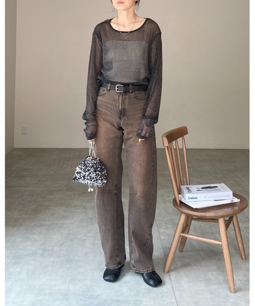 She's Closet(シーズクローゼット)の「ラメシアートップス(Tシャツ/カットソー・レディース・ベージュ/ブラック・FREE)」の19枚目の写真